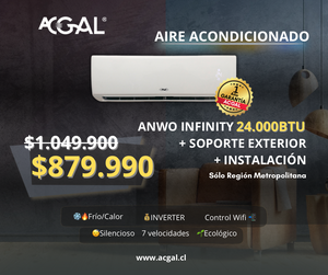 SPLIT MURO INFINITY 24000BTU/h + SOPORTE EXTERIOR + INSTALACIÓN + GARANTÍA 1 AÑO RM