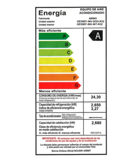 Split Muro 9000 BTUH INVERTER R32 ECOFLOW ANWO