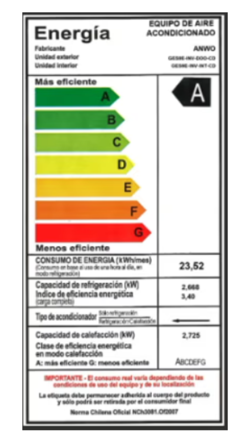 Split muro 9000Btu/h ANWO INVERTER NEW COOL DESIGN