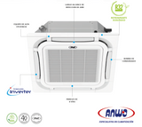 Split cassette 8 vias 48.000 btu/h ANWO INVERTER R32 trifasico